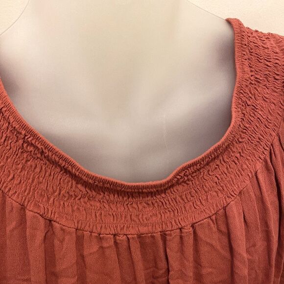 Tantrums Burnt Orange Embroidered Tunic Boho Hippie Shirt Top size XL - Picture 7 of 8